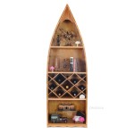 K085 Wooden Canoe Wine Shelf 