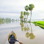 K207 South East Asia Sampan Boat Teal Bottom Thuyen Ba La Tam Ban 