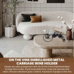 MS016 On the Vine Embellished Metal Carriage Wine Holder 