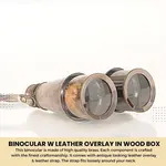 ND029 Binocular w leather overlay in wood box 
