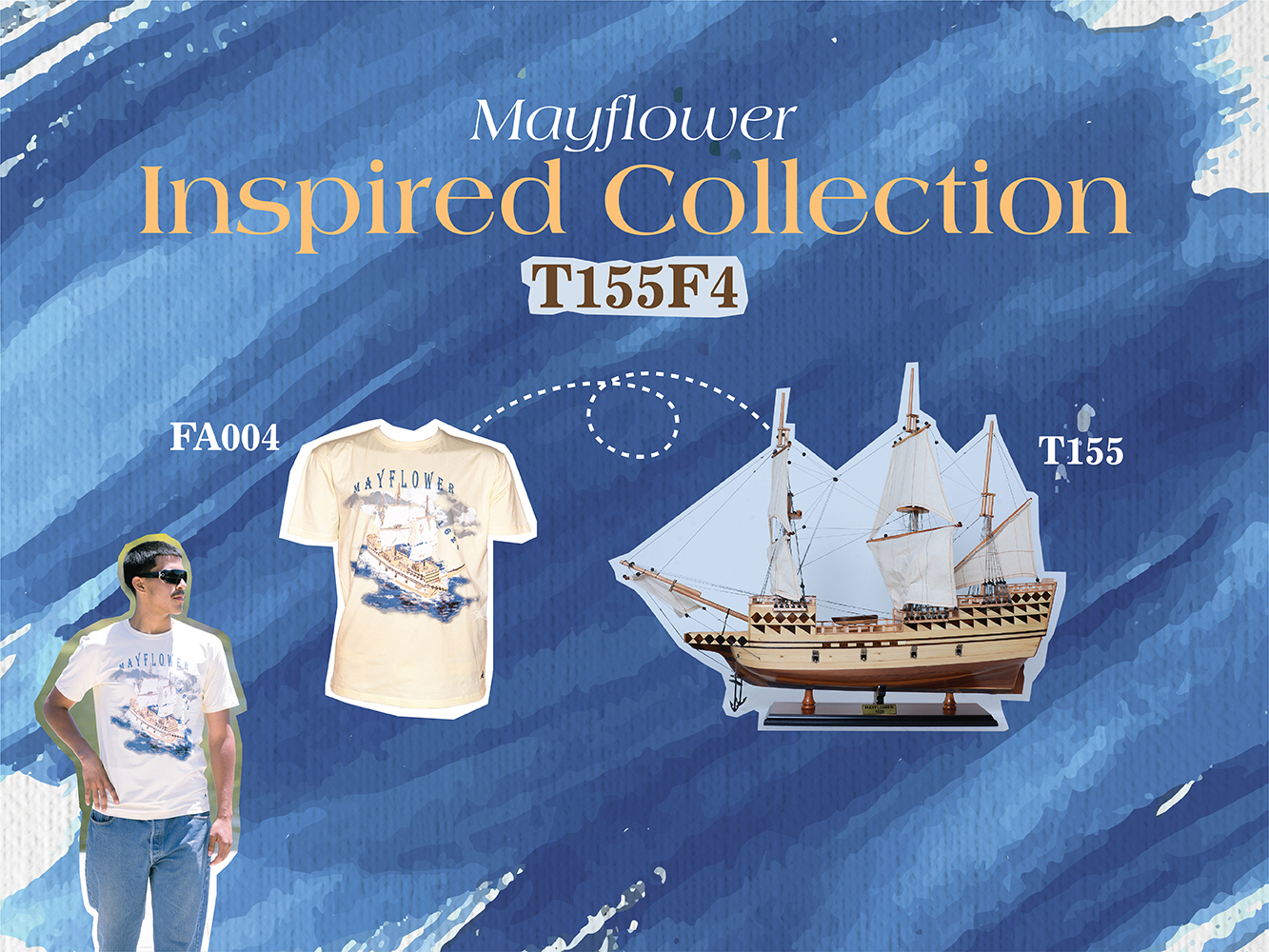 T155F4 Majestic Mayflower Combo: A Model Ship and Iconic T-Shirt t155f4-majestic-mayflower-combo-a-model-ship-and-iconic-tshirt-l01.jpg