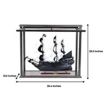 T305B Black Pearl Pirate Ship Midsize With Display Case Front Open 