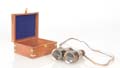 Binocular w leather overlay in wood box