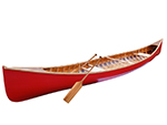 Red Wooden Canoe with Ribs 16