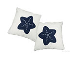 Anne Home - White Pillow  Blue Star  set of 2