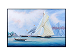 Britannia and Vigilant off the Royal Yacht Squadron's Headquarters - Canvas Painting