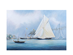 Britannia and Vigilant off the Royal Yacht Squadron's Headquarters - Canvas Print